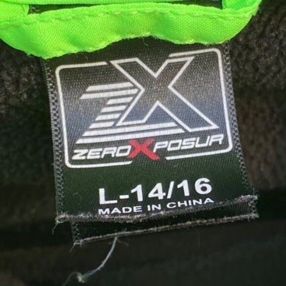 ZeroXposur L (14/16) Soft Shell Black neon green Hooded Jacket Water Wind Resist - Picture 7 of 10